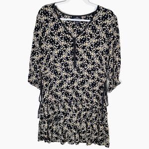 Angie Black Dress Soft Grunge Daisy Medium Floral Peasant Boho‎ whimsygoth y2k